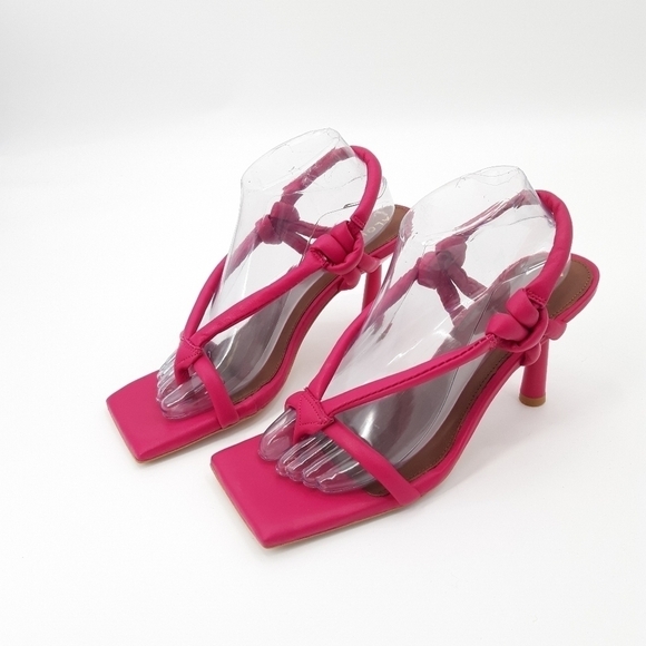 ALOHAS | Sheila Square Toe Leather Sandals in Barbie Pink - Picture 6 of 11